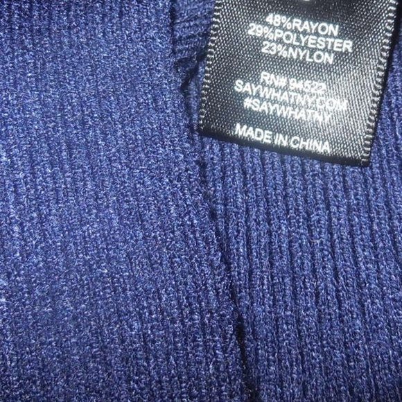 Pullover Cropped Sweater NEW Blue Short Knit Top 3/4 Sleeve Lightweight - Picture 5 of 9